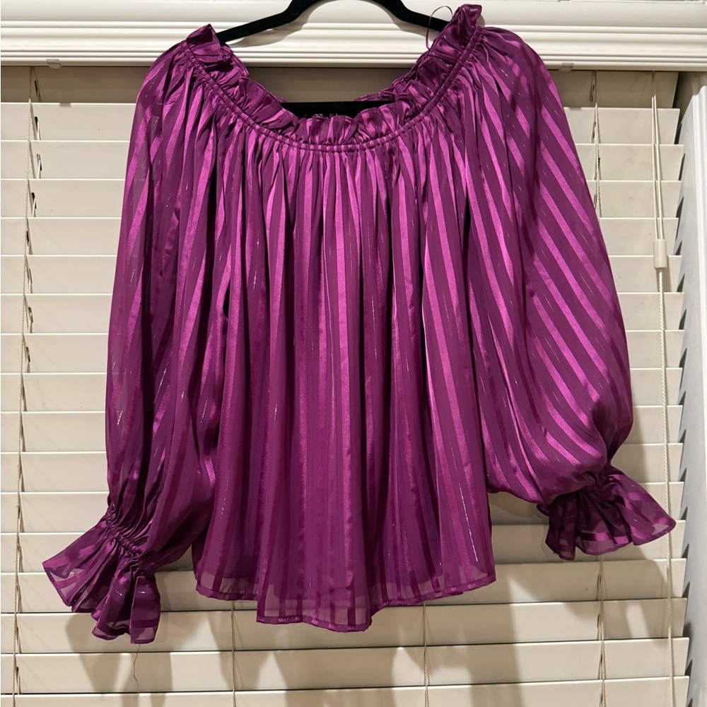 Elegant Purple Striped Women's Top